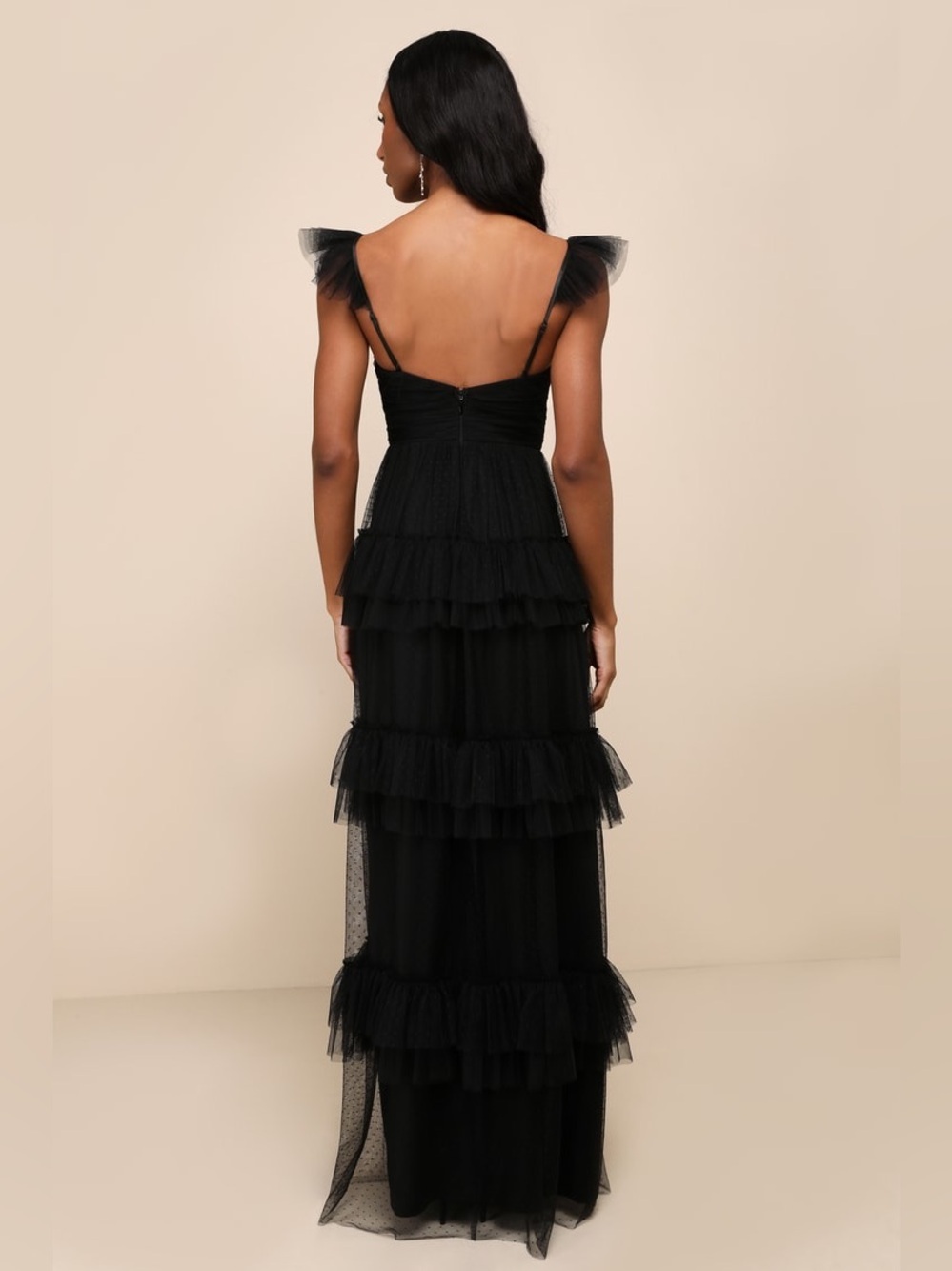 LULU'S Pure Radiance Black Mesh
Swiss Dot Tiered Maxi Dress - Picture 4 of 7